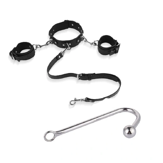 Anal Hooks with Cuffs Elegant 5334 Collar Hook and Anal Beaded 0725